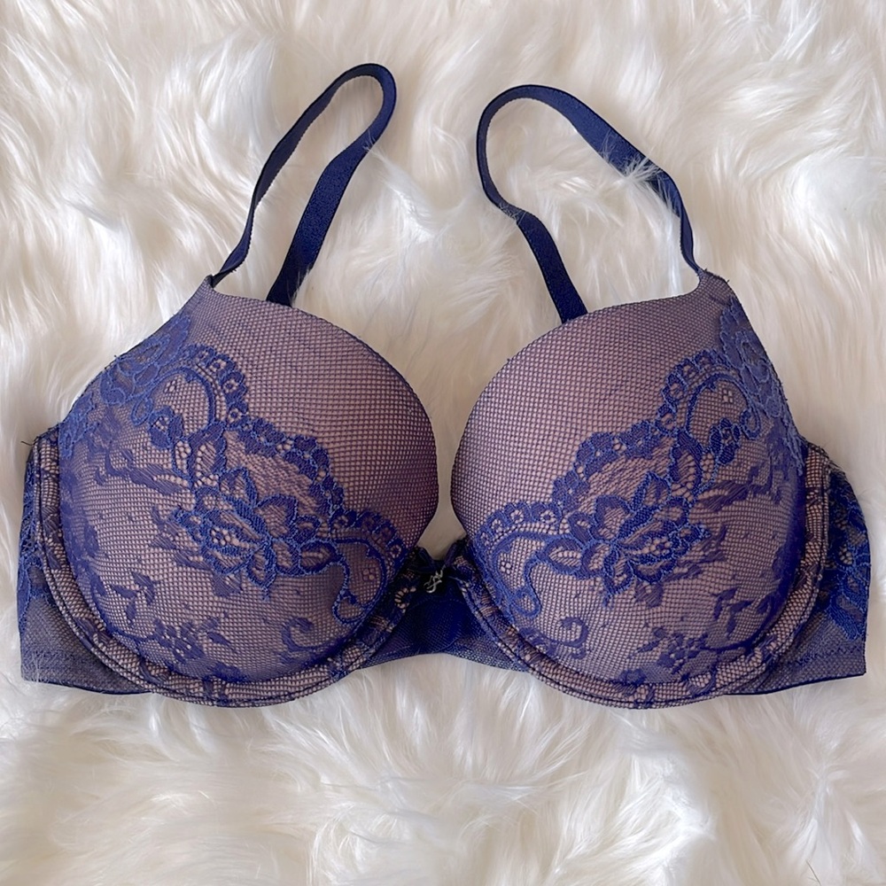 Victoria’s Secret Lined Lace Demi Violet Blue 34D